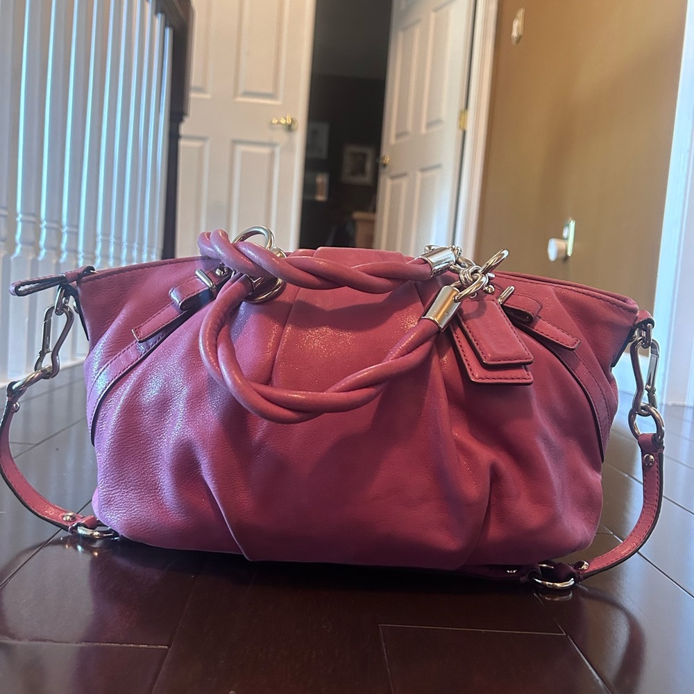 Coach Pink Leather Shoulder Bag